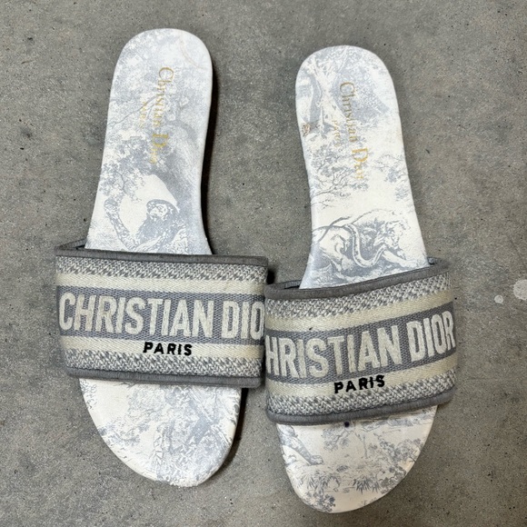 Dior Gray and Cream Sandals - Picture 1 of 4